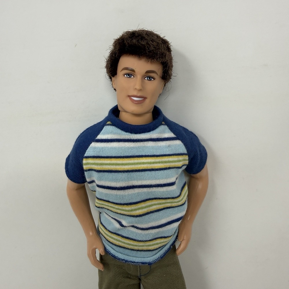 Mattel 2000 Barbie Movie Date Ken Doll #28731 Rooted Brown Hair Stripe Shirt